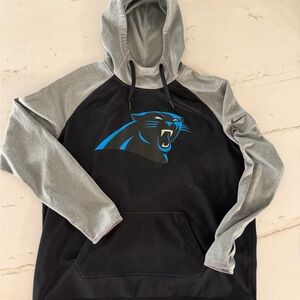 Nike Carolina Panthers Hoodie Black/Gray Mens XL Pullover NFL Team Apparel Therm